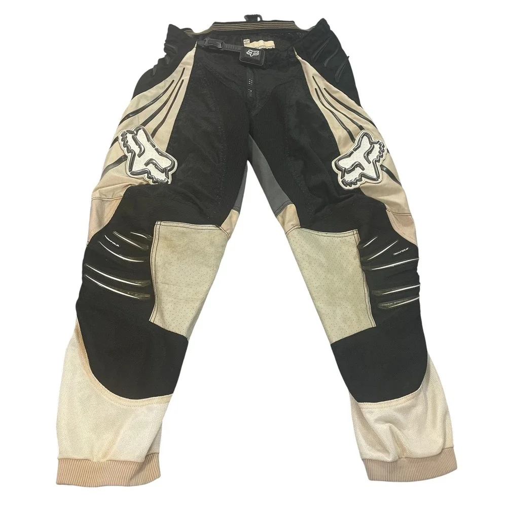 Y2K Fox Racing Technique Motocross Pants Tan Mens Fits 32-34 All Over Staining